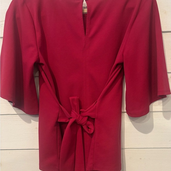 Ann Taylor Factory Dark Pink/Red with adjustable Tie Front /Back Blouse - Picture 3 of 14